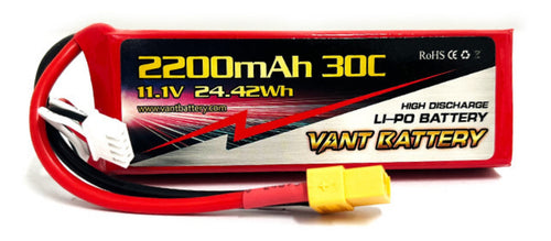 VANT LIPO 2200 11.1V 30C XT60 (25X33X105)
