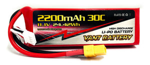 VANT LIPO 2200 11.1V 30C XT60 (25X33X105)