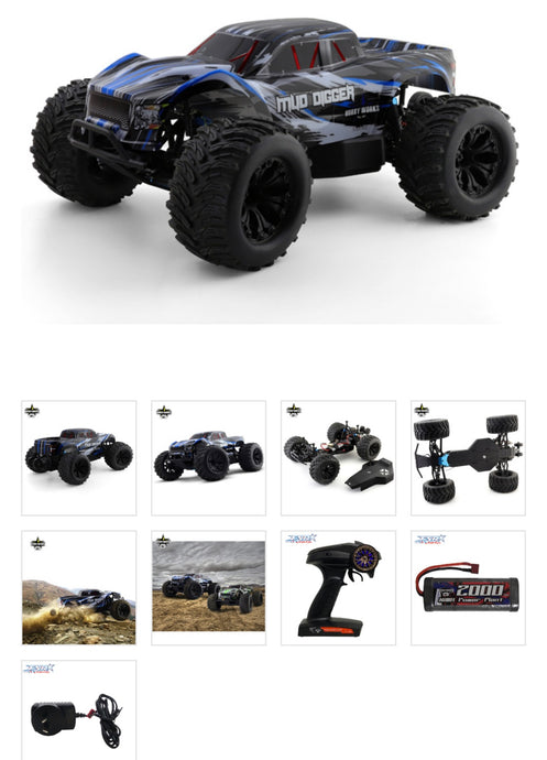 HOBBY WORKS RC MUD DIGGER V2 2WD MONSTER TRUCK 1/10 RTR BLUE