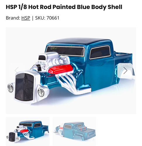 HSP 1/8 Hot Rod Painted Blue Body Shell