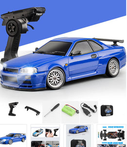 LDRC 1899BU R34 GTR DRIFT CAR RTR W/ GYRO BLUE 1/18TH METAL BODY