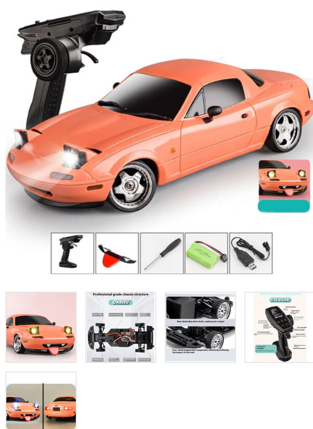LDRC 1804-B MX-5 DRIFT CAR RTR W/ GYRO SALMON 1/18TH