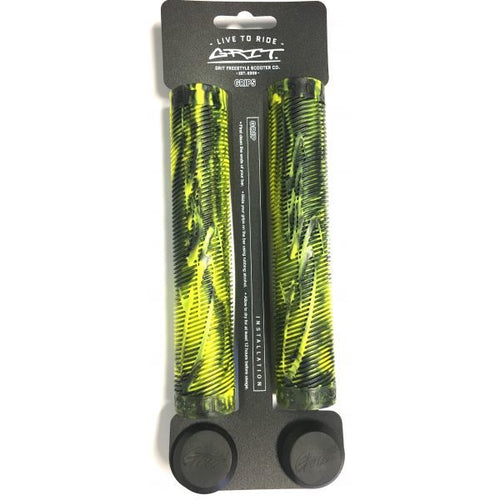 Grit Handlebar Grips - 160mm - BLACK/FLURO YELLOW